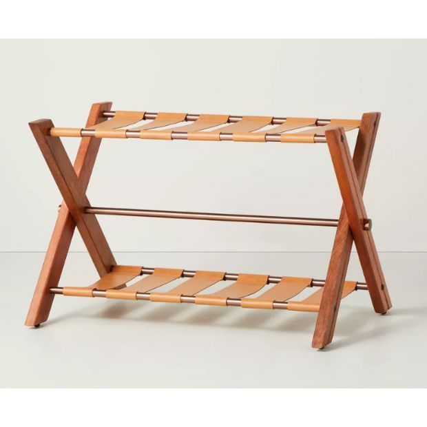 Foldable Wood & Metal Luggage Rack Tan/brown - Hearth & Hand™ With Magnolia: Guest Room Suitcase Stand, No Assembly Required
