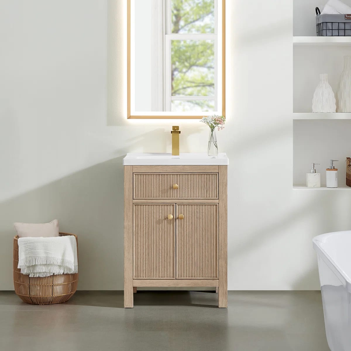 Lala 24" Single Bathroom Vanity With White Ceramic Integrated Sink Without Mirror