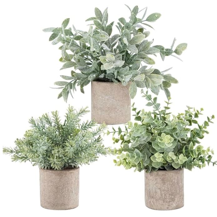Der Rose 3 Pack Mini Potted Fake Plants