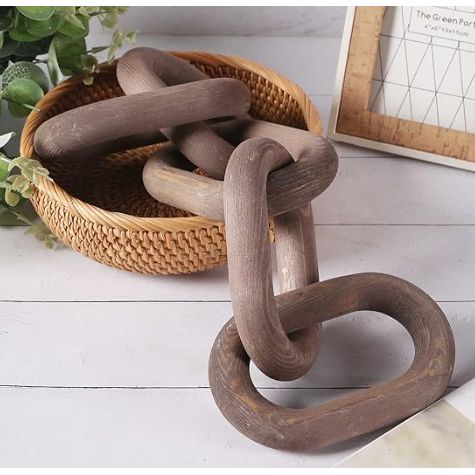 Ohiyoo Wood Chain Link Decor Black