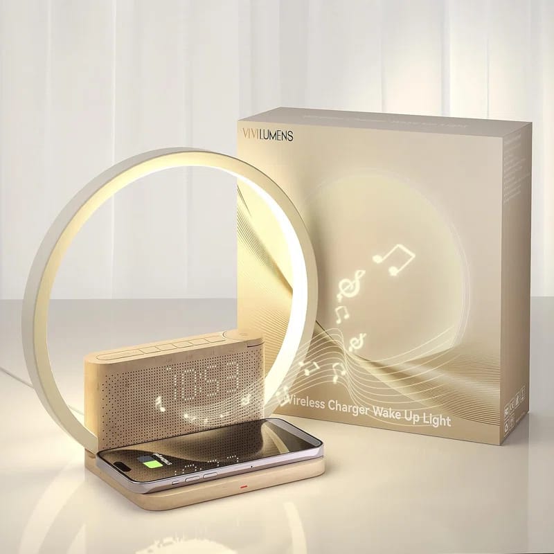 Sunrise Alarm Clock – Wireless Charging, White Noise, Touch Lamp & Dual Alarms for Heavy Sleepers