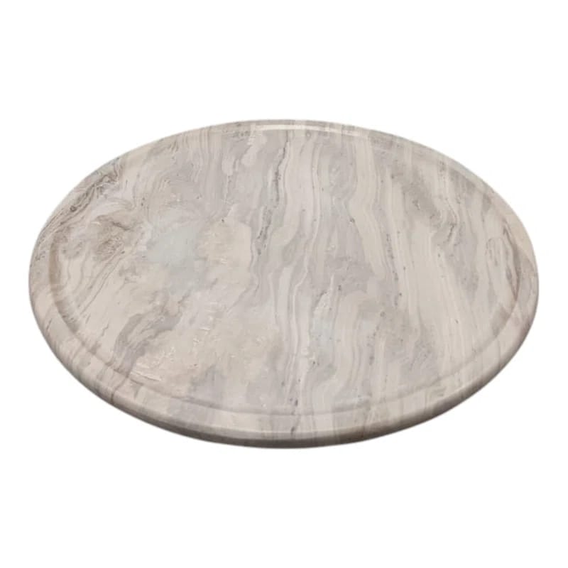 Trays And Plates Marble Chiseled Round Design For Home Office Bedroom Living Room Decor - Ivory