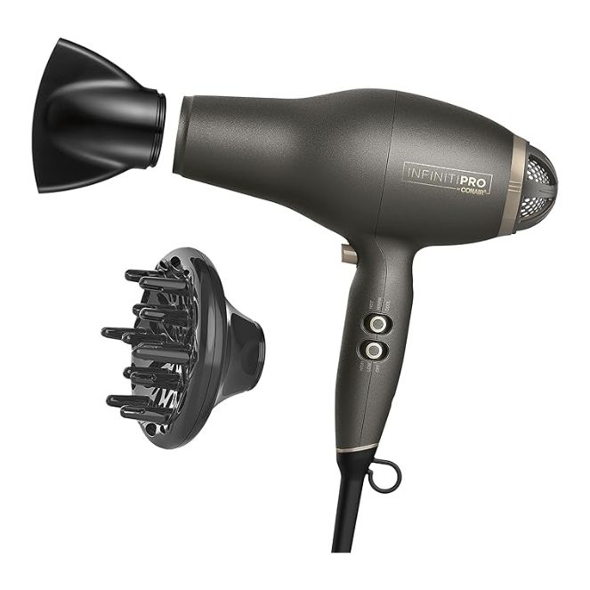 INFINITIPRO BY CONAIR FloMotion Pro Hair Dryer | Personalize Your Drying Experience with Adjustable Airflow | Includes Diffuser and Concentrator
