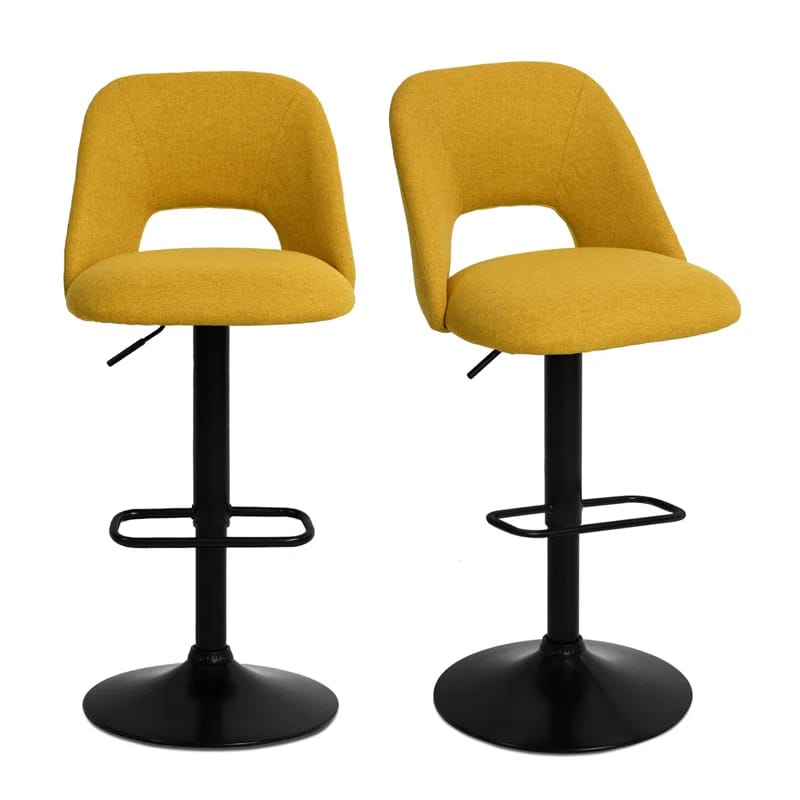 Bridgette 24"-32" Swivel 360° Upholstered Footrests Adjustable Height Bar Stool (Set of 2)