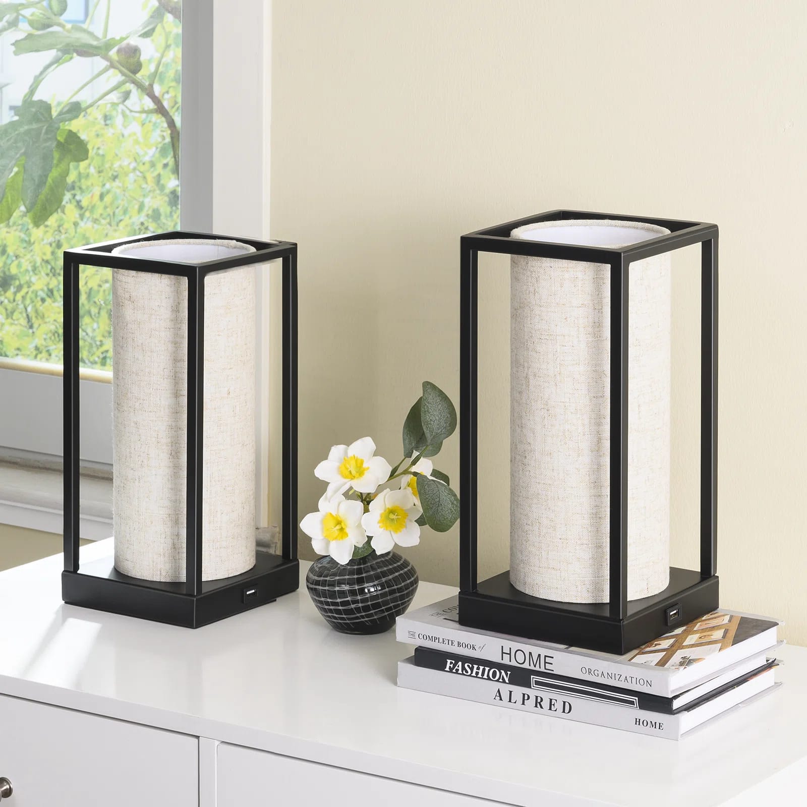 11.4'' Bedside Table Lamp Set with USB (Set of 2)