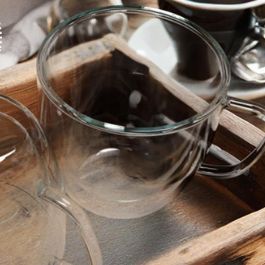 Double Walled Glass Coffee Mugs 