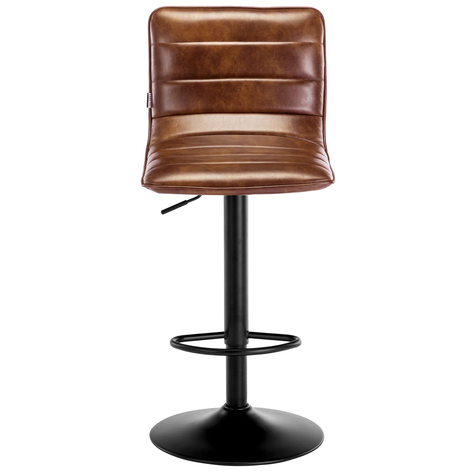 16.3"Wide Adjustable Height Swivel Bar Stool With Faux Leather Upholstery