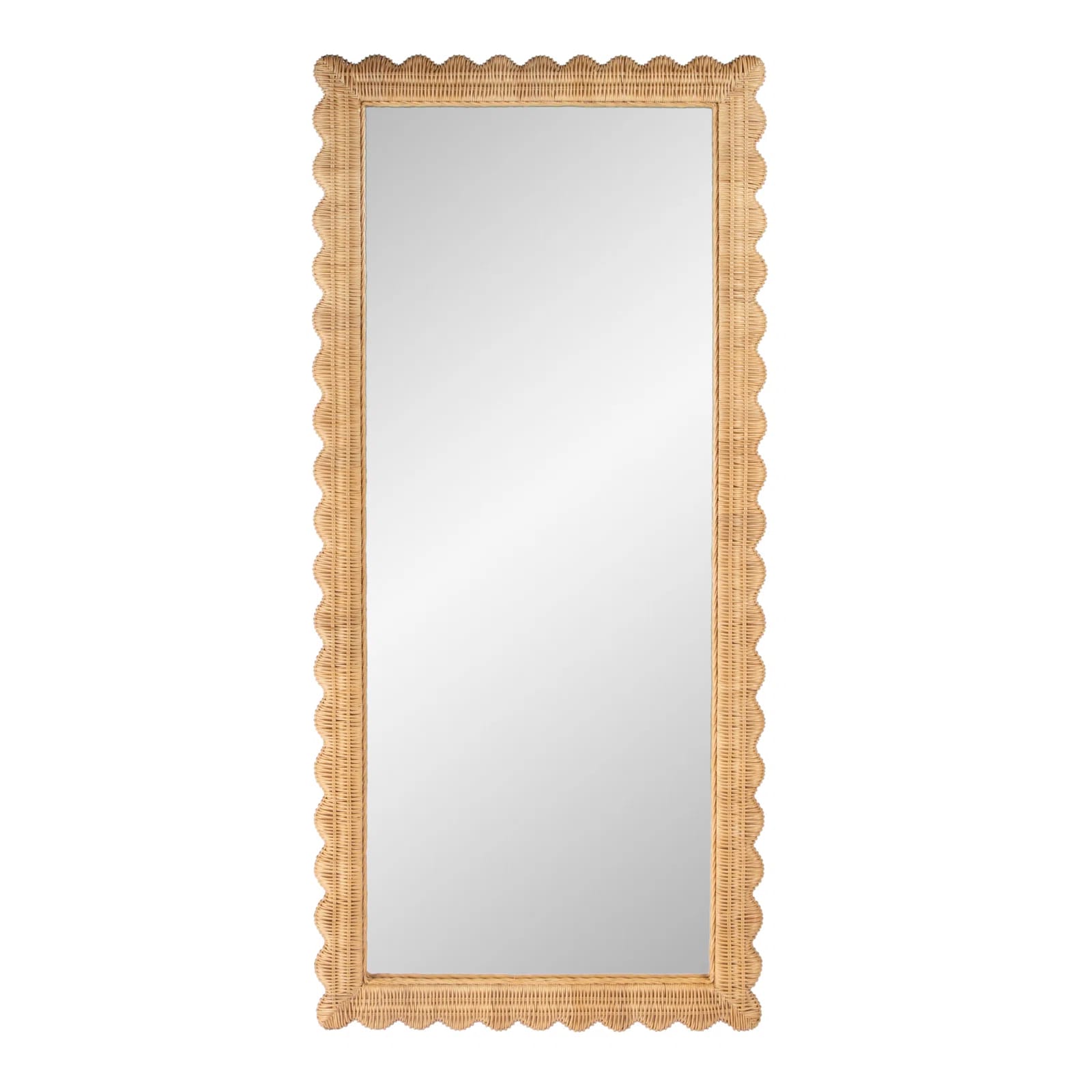 Eddis Scalloped Rattan Floor Mirror