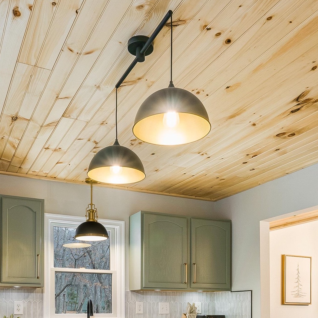 MIAYBPH Pendant Lights Kitchen Island, 2-Pack Dome Pendant Light Black and Gold Light Fixtures Industrial Vintage Hanging Pendant Lighting for Farmhouse Dining Room Restaurant Cafe Entryway