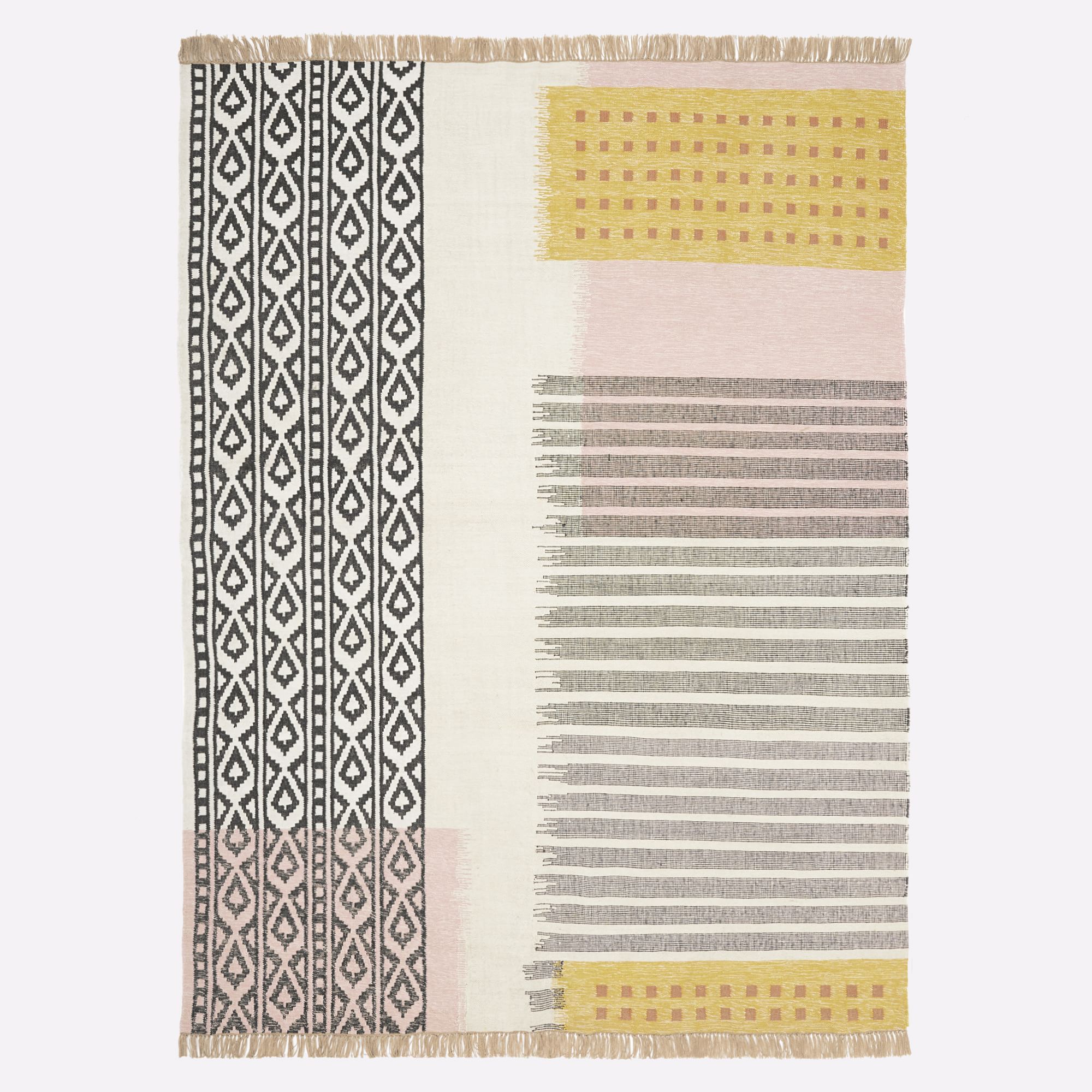 Ikat Mix Rug, 5x8, Natural Flax