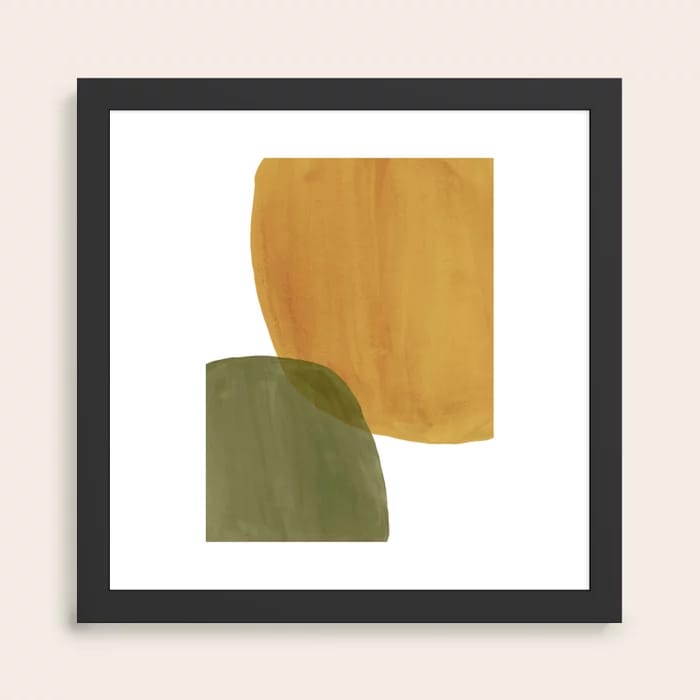 Olive Green and Mustard Shapes Art Print