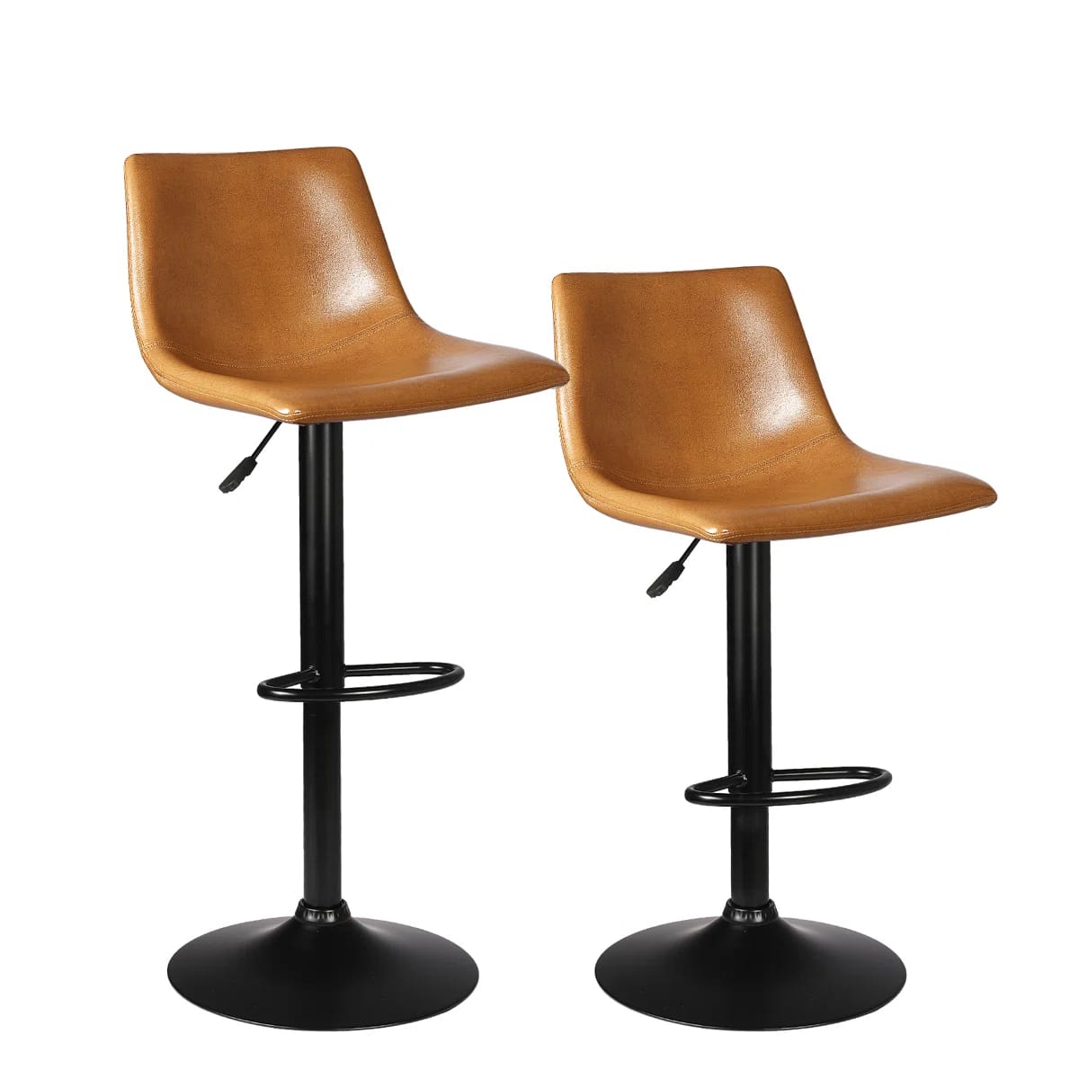 Halima Swivel Upholstered Adjustable Height Counter Stool With Metal Frame (Set Of 2)