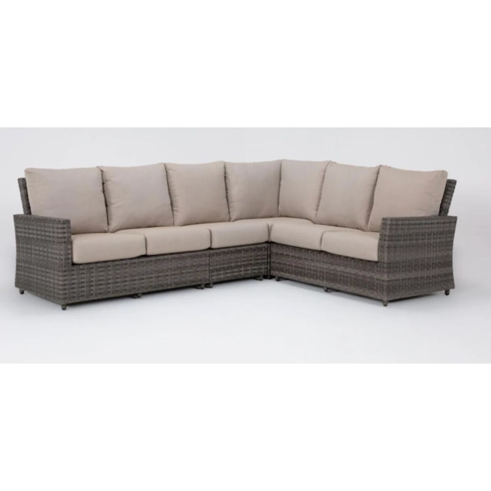 Cannon Grey Wicker 4 Piece Outdoor Sectional | Suredura Fabric | Reversible