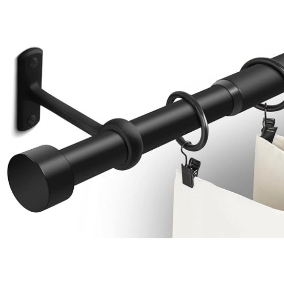 1 Inch Curtain Rods for Windows, 32 to 72 Inch Black Rustic Curtain Rod Set