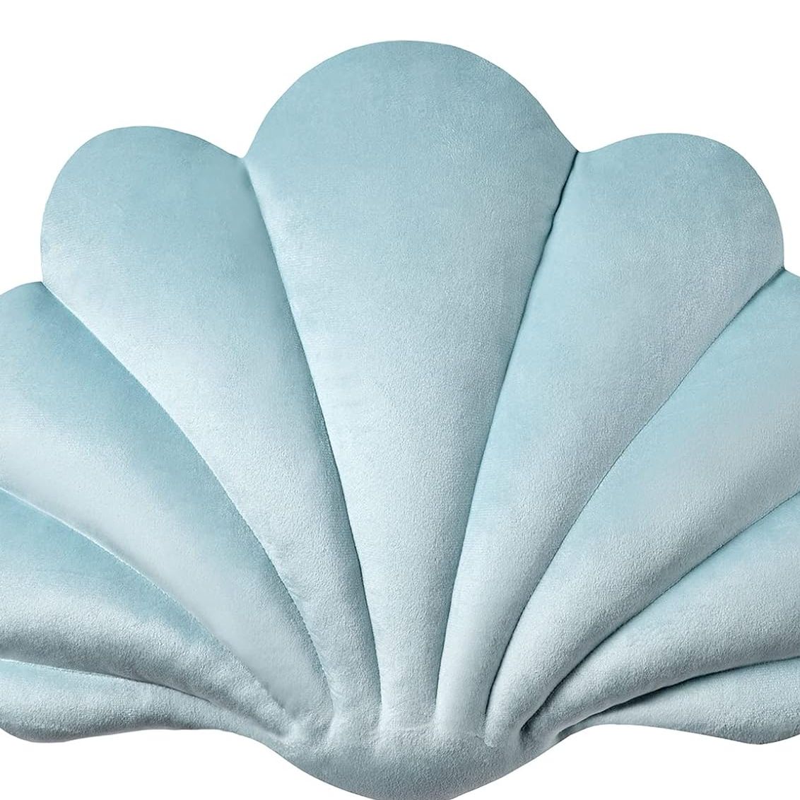 Ashler 3D Throw Pillows Shell Shaped Accent Throw Pillow, Soft Velvet Insert Included Cushion for Couch Bed Living Room, Pack of 1, Light Blue, 14 X 11 inches