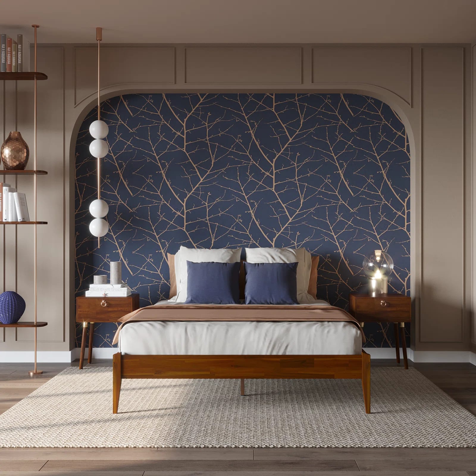 Finney Solid Wood Platform Bed without Headboard, Mid-Century Modern Bed Frame