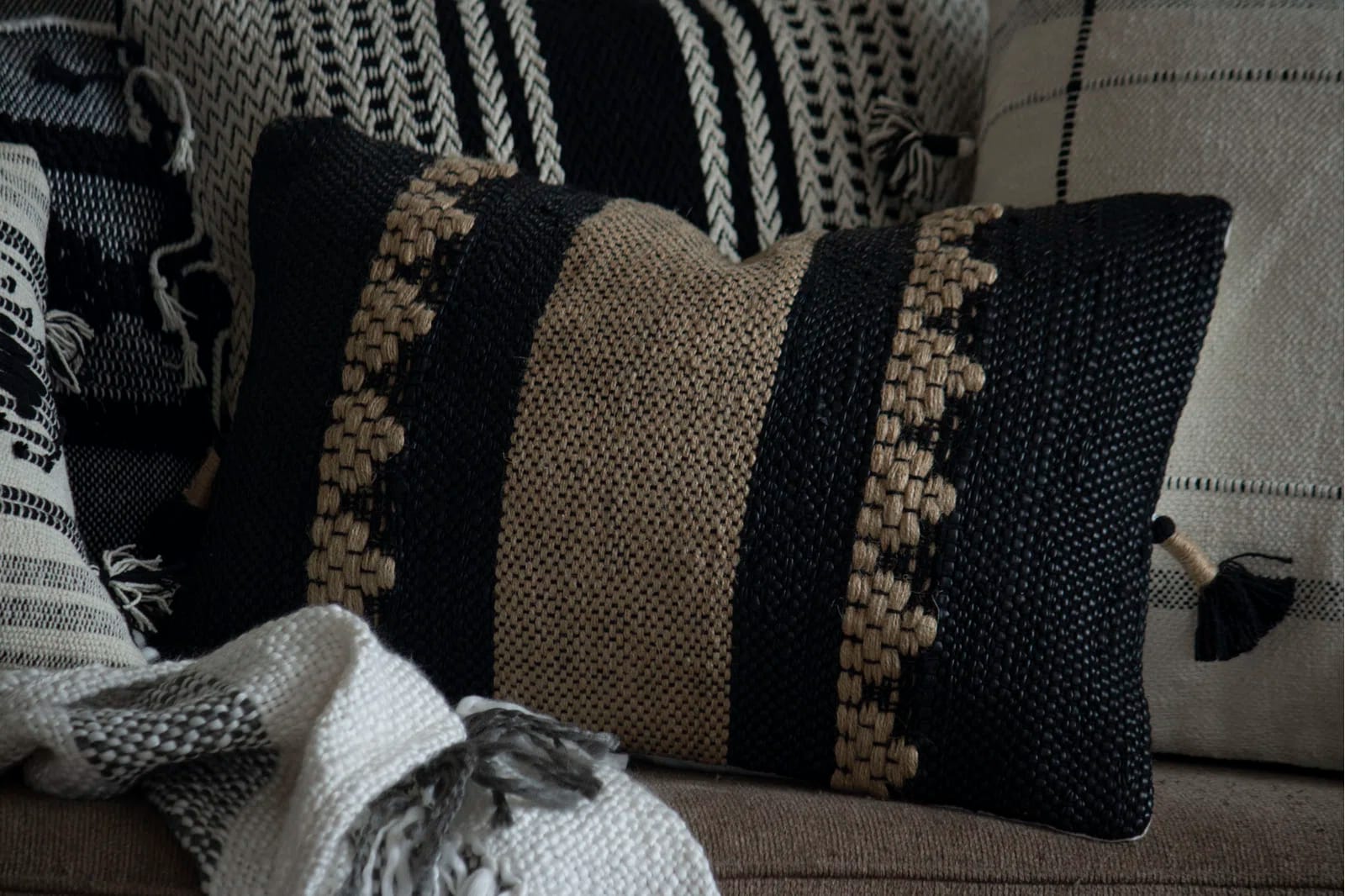 Greco Tassels Cotton Throw Pillow