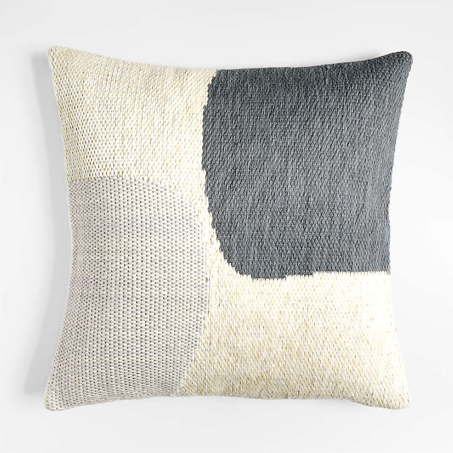 Corby 23" Geometric Mist Blue Kilim Pillow with Feather Insert