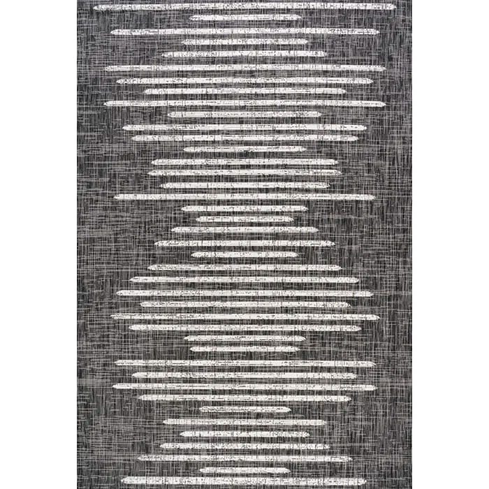 Edinburg Berber Stripe Geometric Black/Ivory Indoor/Outdoor Rug