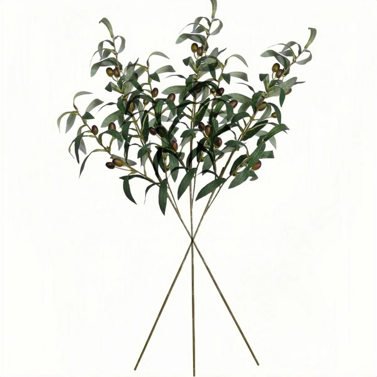 Artificial Olive Branches 3 Pack – 27.6" Faux Olive Tree Stems for Vase Fillers, Wedding Centerpieces, Home Office Decor, Realistic Greenery Stems, Farmhouse & Modern Style (Set Of 3)