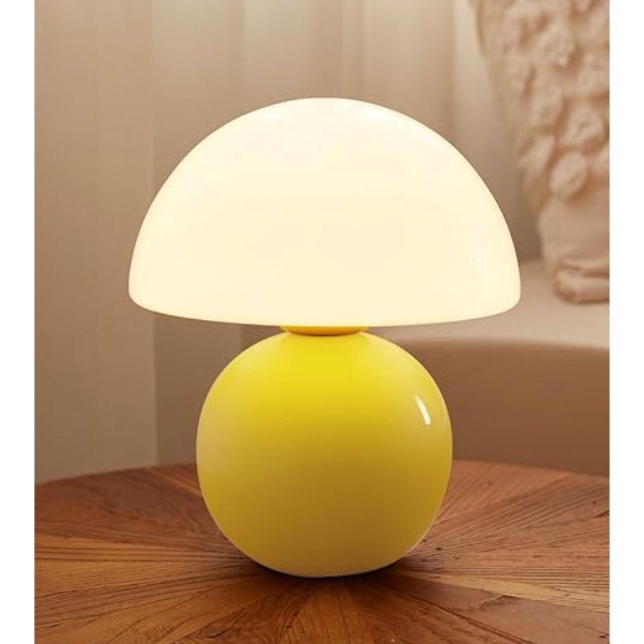 Dawnwake Mushroom Lamp Desk Lamp for Bedroom,Table Bedside Small Lamps for Living Room,Mushroom Decor Cute Mini Modern Mid Century Lamps for Night Stands,Aesthetic Home Living Room Decor(Yellow)