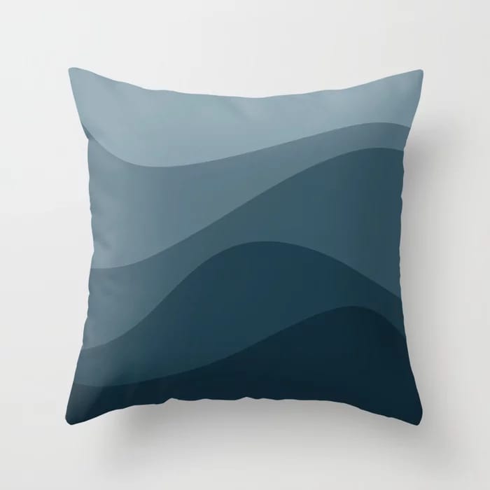 Abstract Color Waves - Blue Tones Throw Pillow