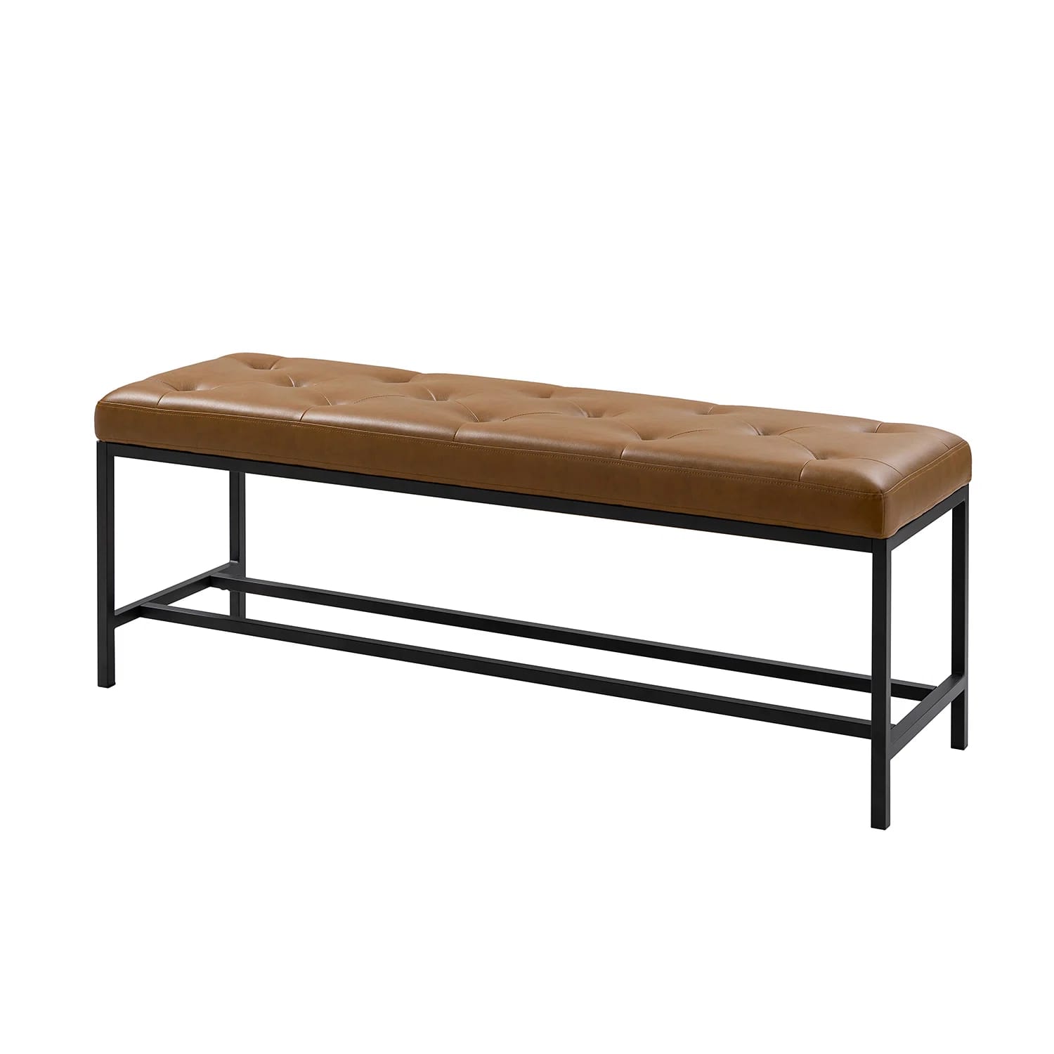 Quinlynn Faux Leather Upholstered Bench with Button-tufted Design