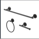 Glacier Bay Lucien 3-Piece Bath Hardware Set with Towel Bar Paper Holder Towel Ring in Matte Black