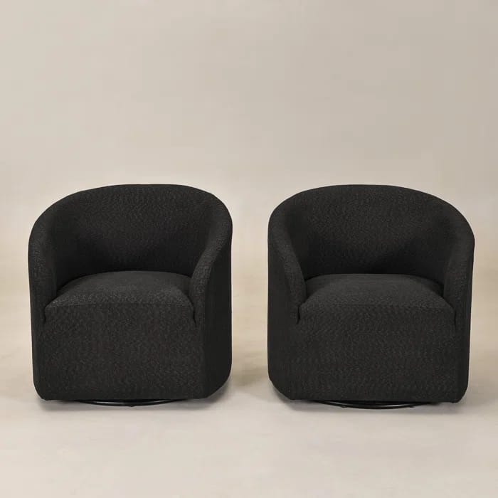 Charleene 32" Wide No Assembly Boucle Upholstered Swivel Barrel Chair (Set of 2)
