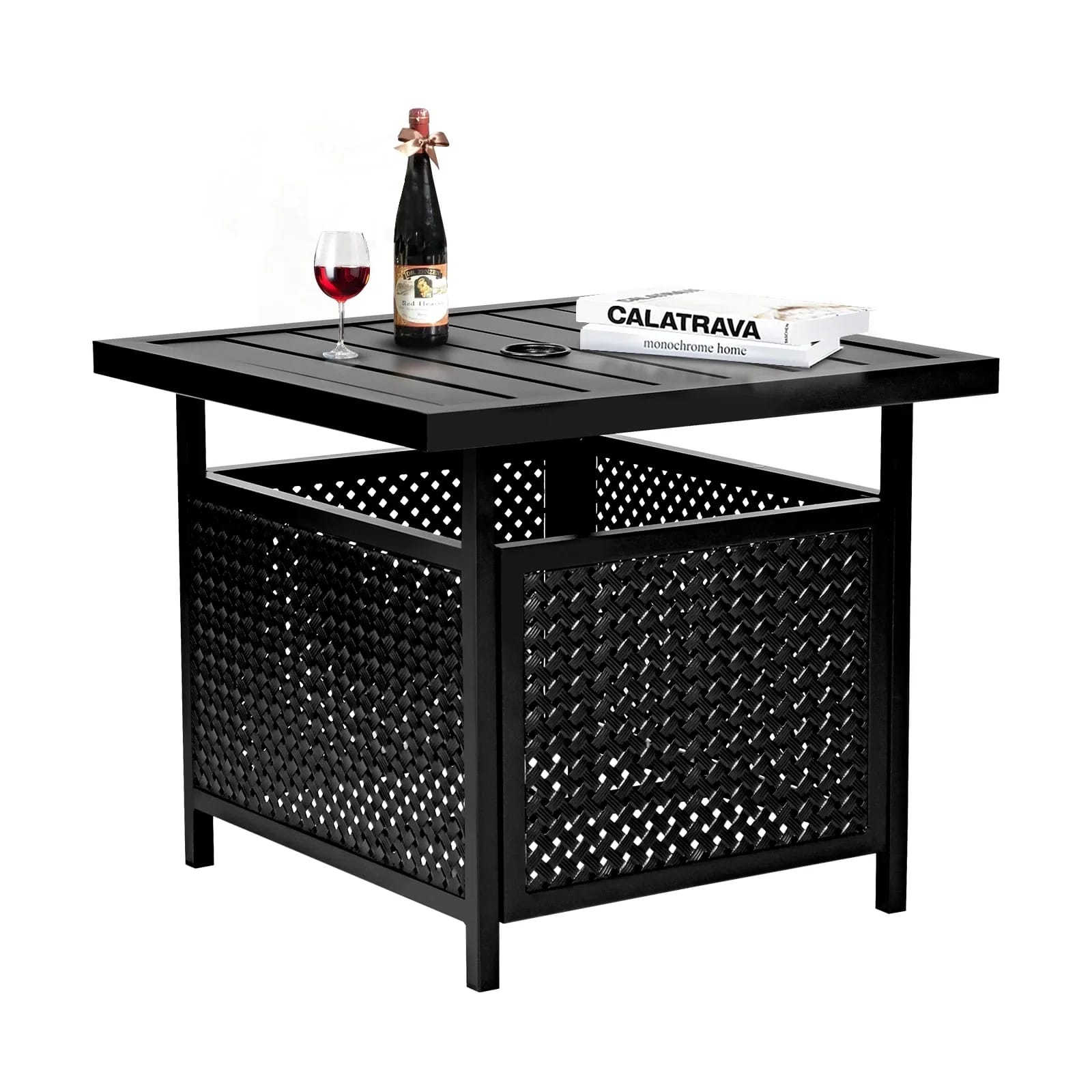 Mitchellville Outdoor Metal Side Table with 1.58" Umbrella Hole