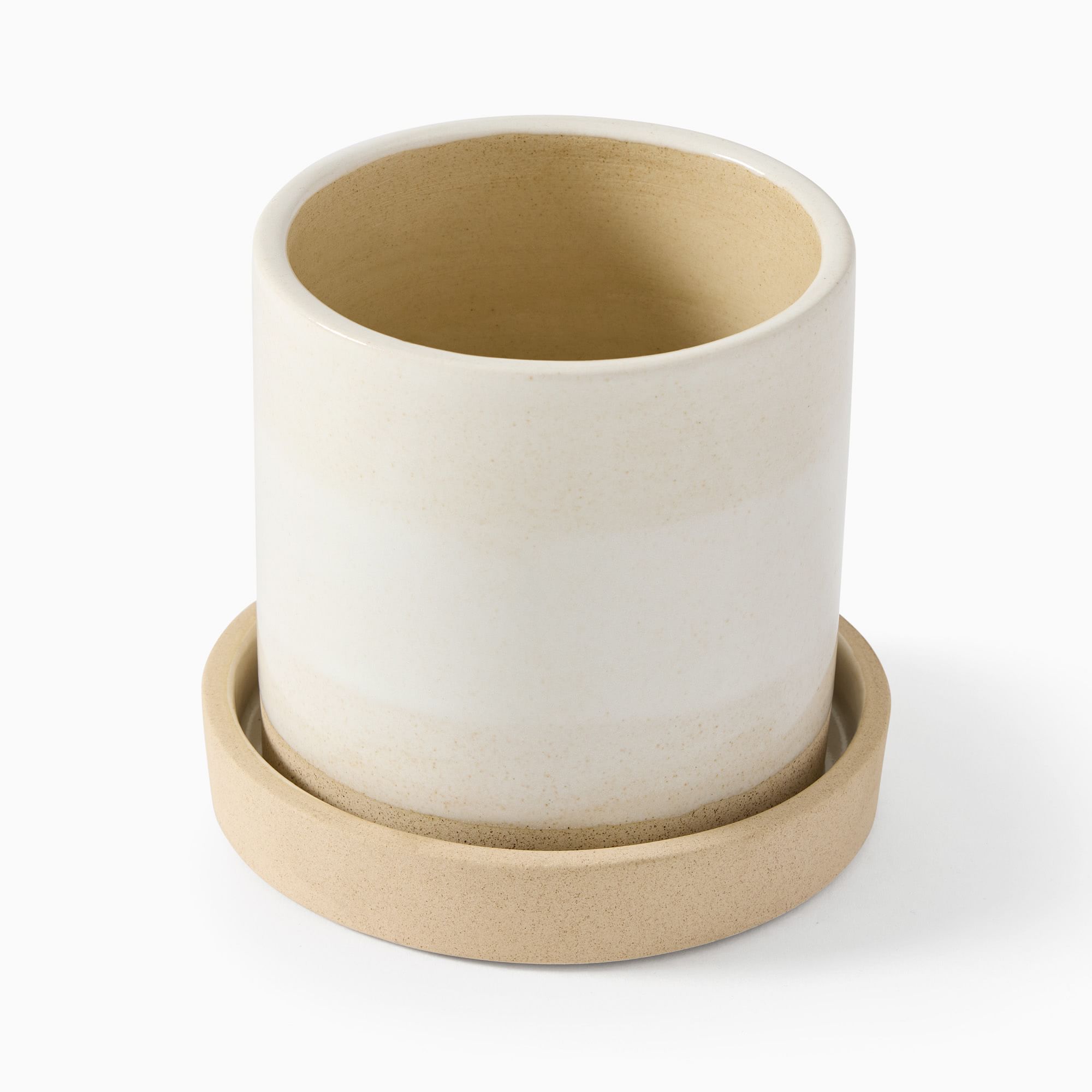 Sketchbook Ceramic Tabletop Planter, 6"D X 5.5"H, Alabaster Ombre