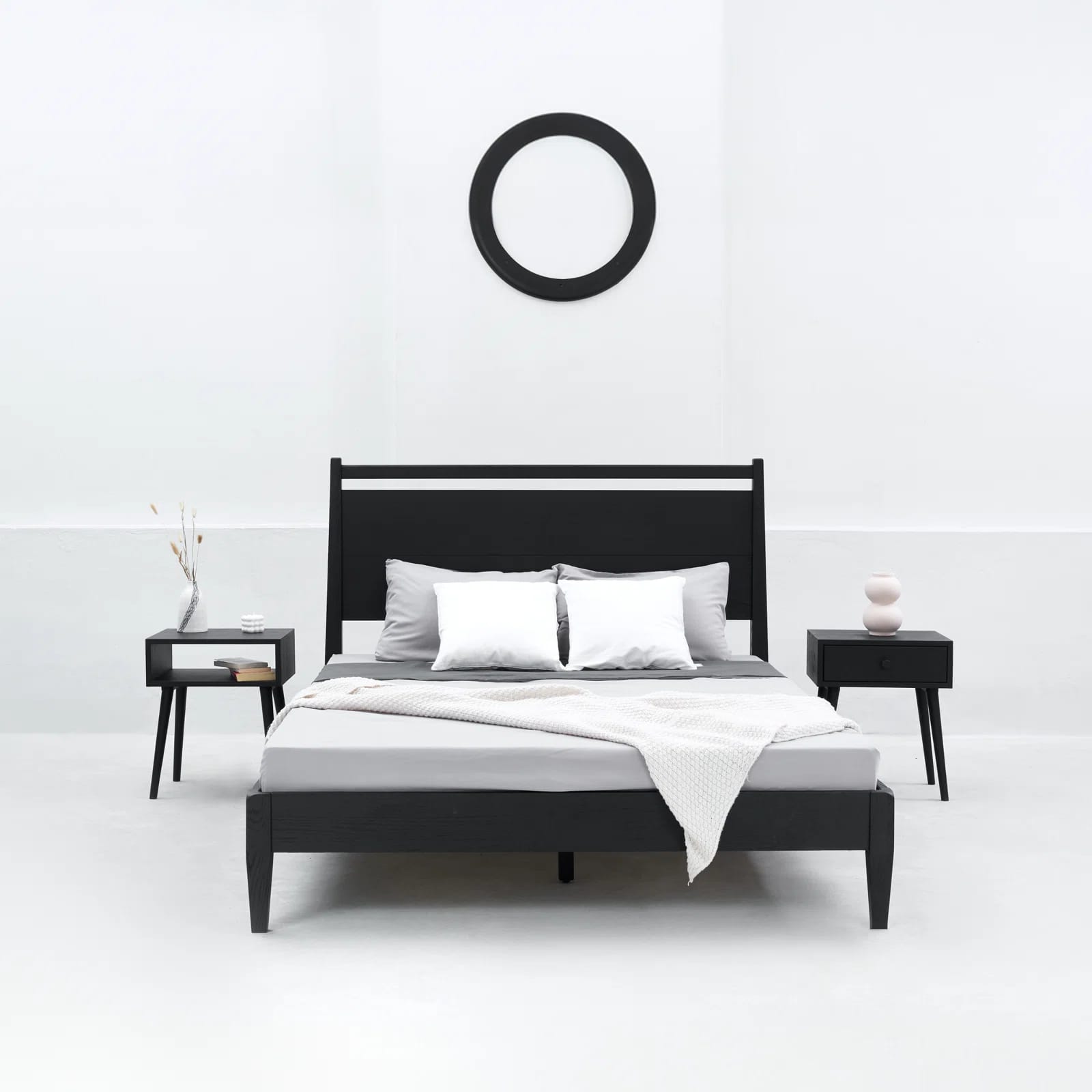 Adept Wooden Bed Frame with Headboard and Silent Slats, 1000 Lb Capacity