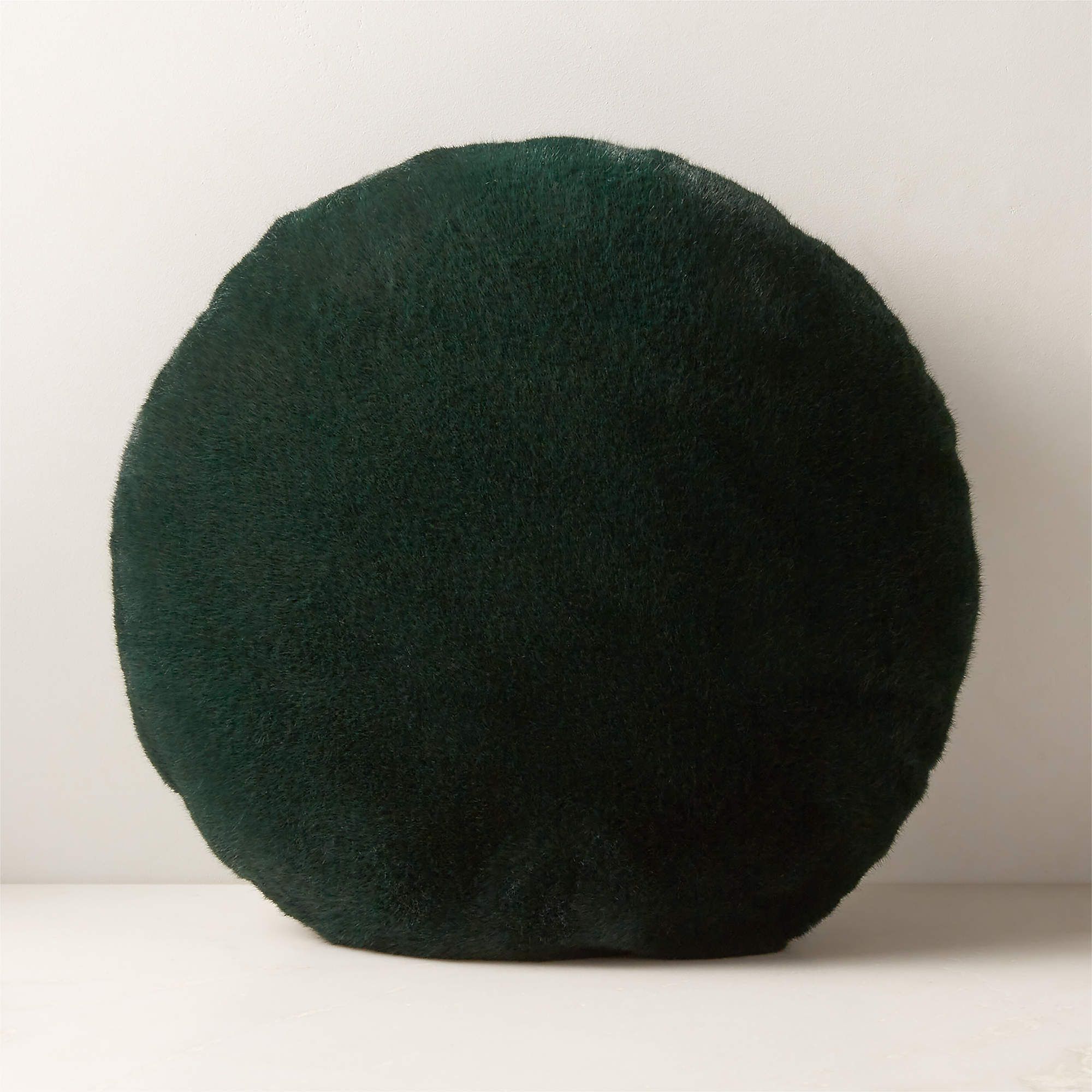 Harlee Round Green Faux Fur Throw Pillow
