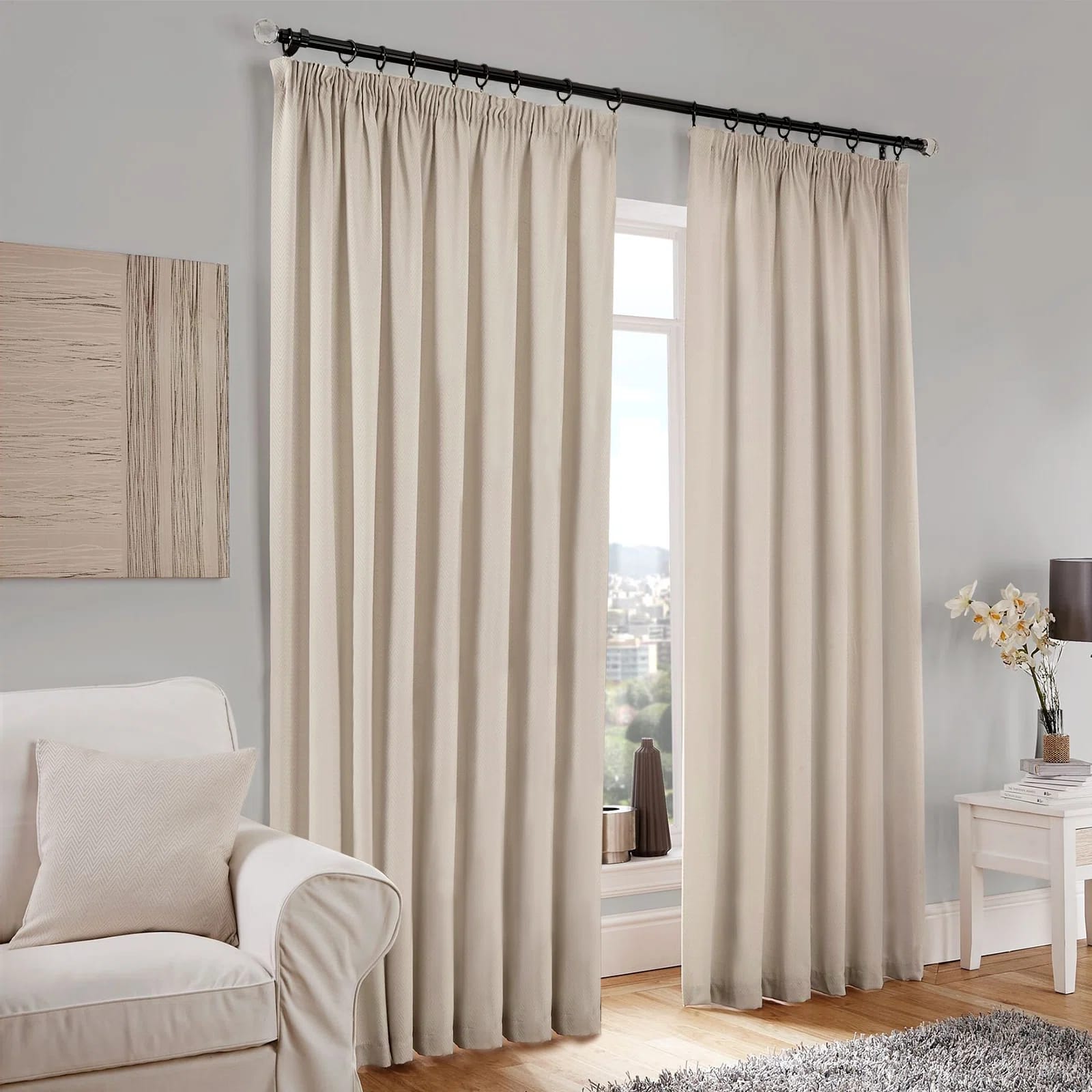 Birglinde Blackout Curtains Linen Textured 100% Blackout Drapes for Bedroom Living Room Curtains Clip Ring (Set of 2)