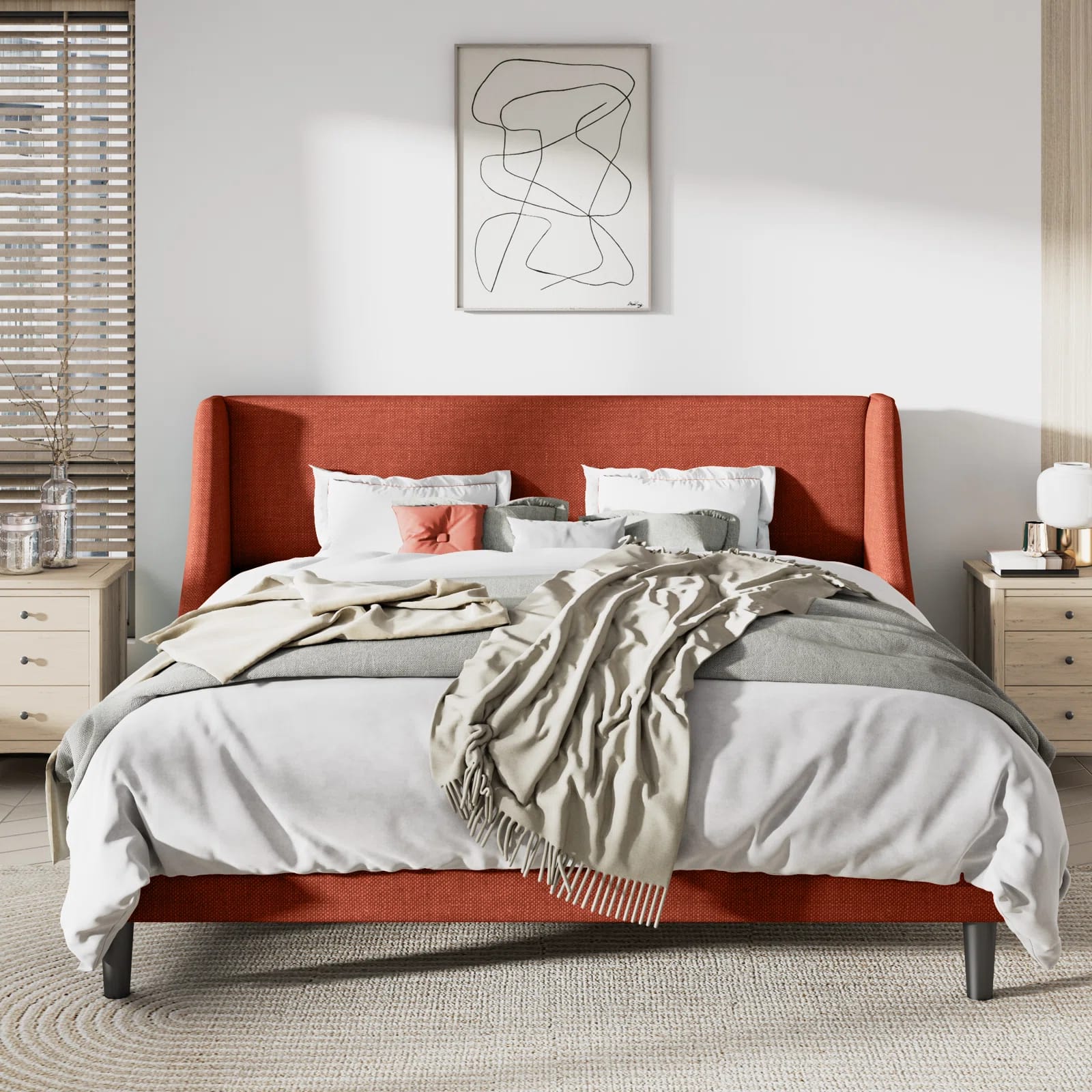 Bowdoin Upholstered Wingback Platform Bed