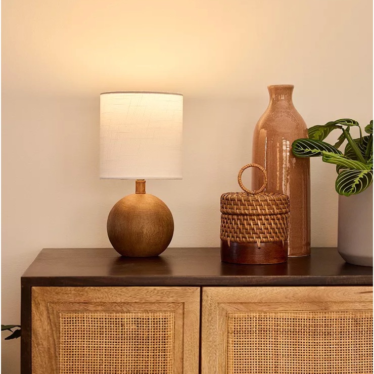 Round Wood Table Lamp