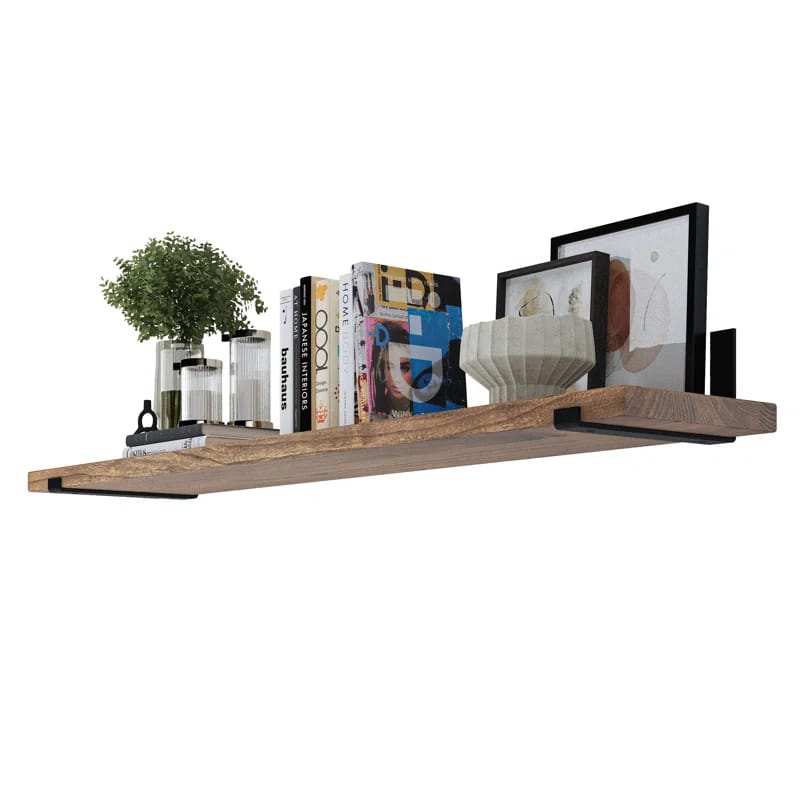 60" Long, 11.25'' Deep, 1.5" Thick, Wooden Floating Shelves For Wall, Metal Brackets Included