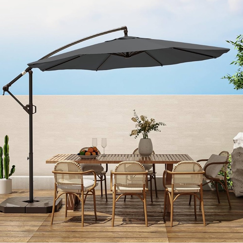 Wikiwiki 10ft Patio Umbrellas Offset Outdoor Umbrella Cantilever Hanging Umbrellas W/infinite Tilt