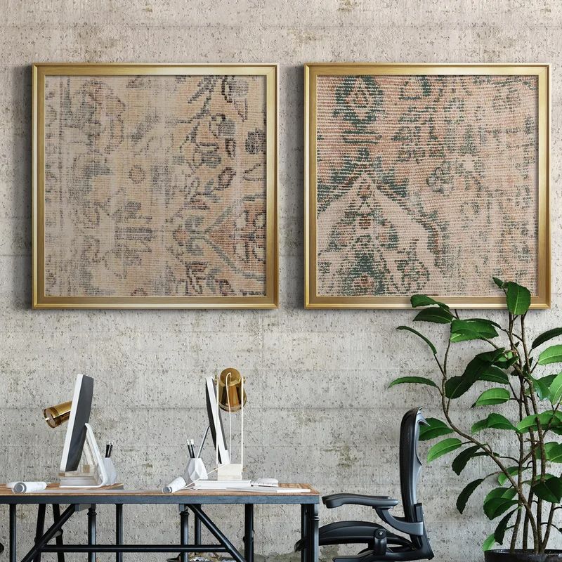 Bungalow Rose Faded Textile I 2 Piece Picture Frame Graphic Art Print On Canvas Set