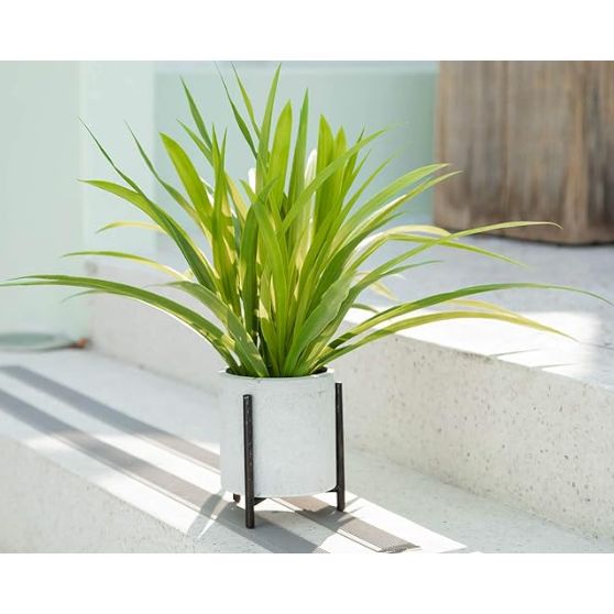 Velener 15" Potted Spider Plant In Artificial Plant Stand- Fake Plants For Indoors Outdoor Patio Decor