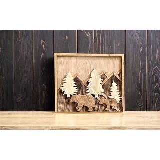 Bear and Tree Wood Panel 