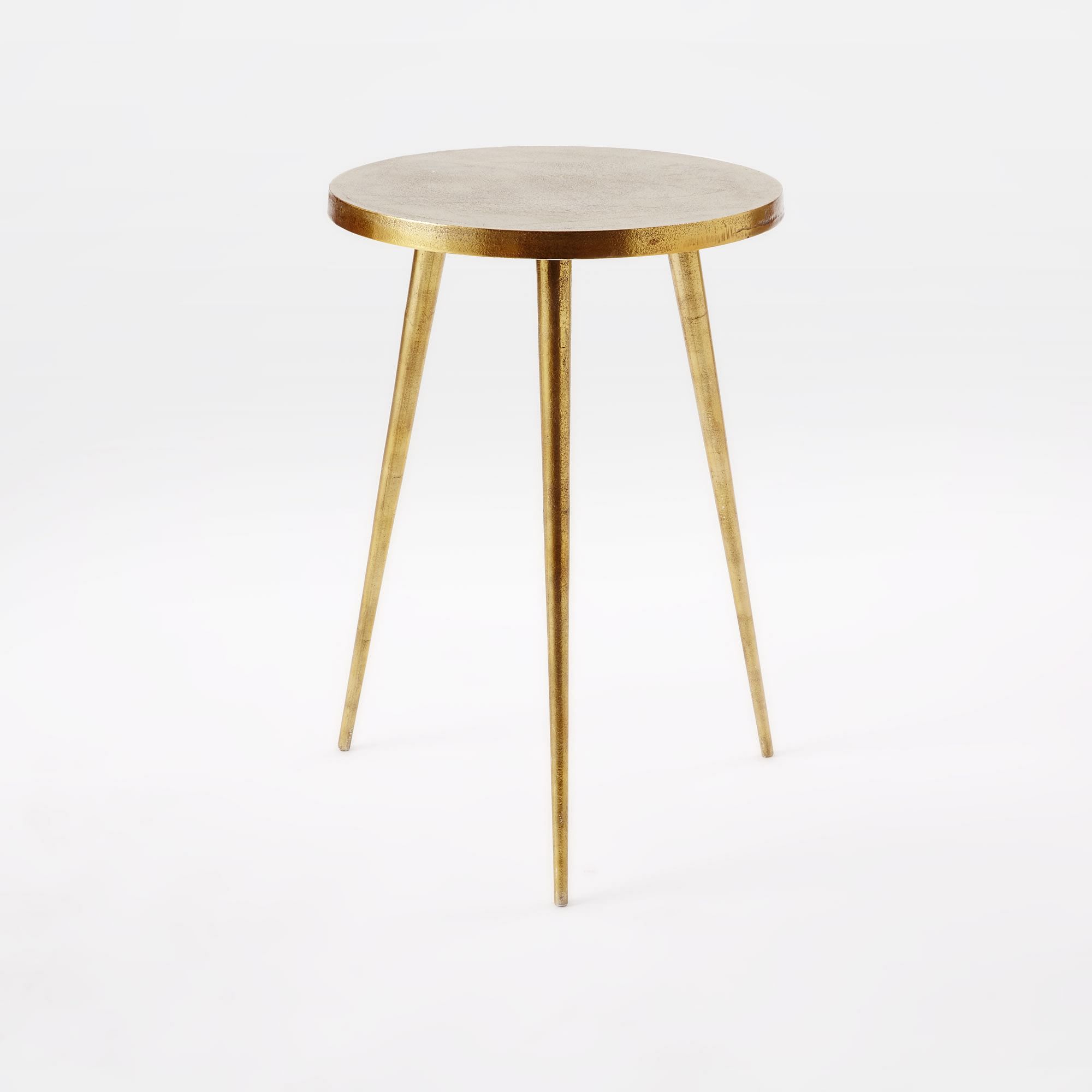 Casted 15" Side Table, Antique Brass