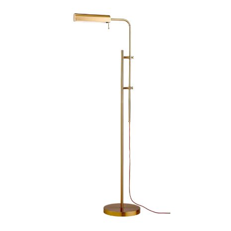 O'Bright Cedric Adjustable Pharmacy Floor Lamp - Industrial Design for Reading, Crafting, Work - 10W LED, Height 45-61 inches - Ideal for Living Room, Bedside, Office - Antique Brass (Gold)