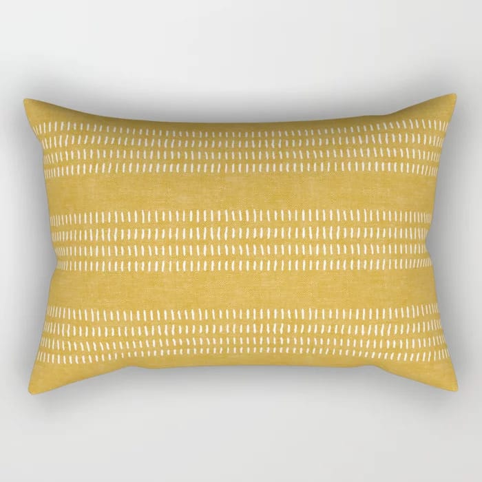 Farmhouse Stitch - Gold Rectangular Pillow