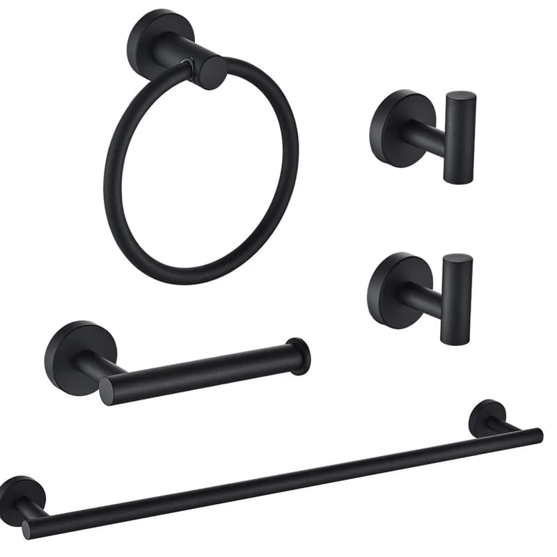 A5BK-522 5 - Piece Bathroom Hardware Set Towel Bar Set with Toilet Paper Holder Towel Ring and Towel Hooks