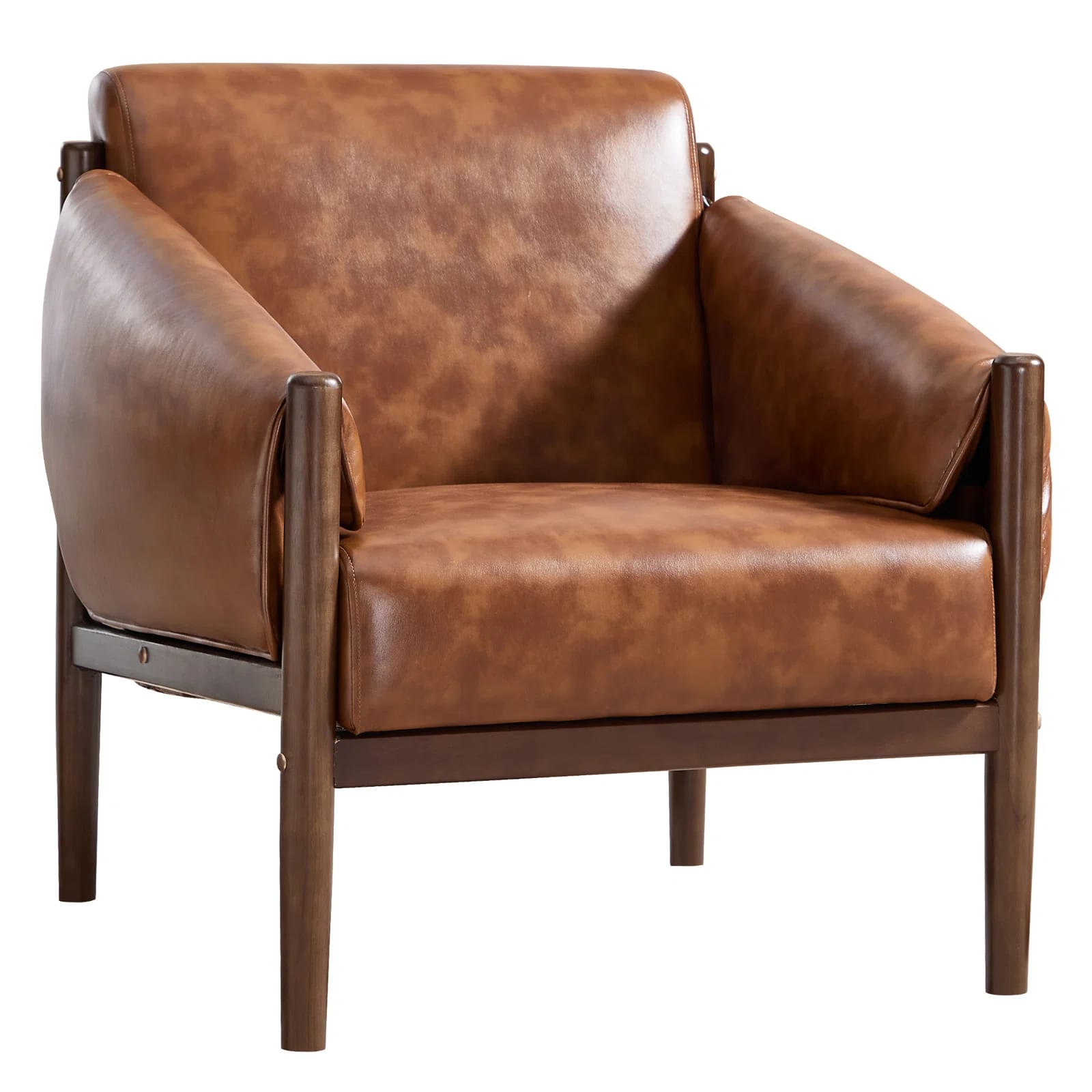 Jahzir 29.5'' Wide Vegan Leather Upholstered Accent Chair With Removable Arm Cushions