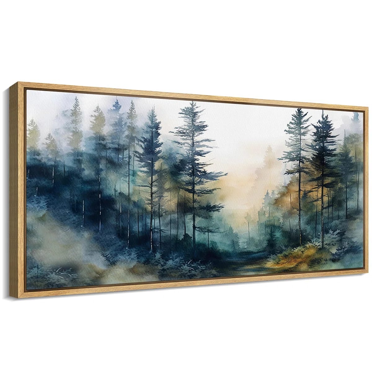 Woodland Forest Landscape " Mystical Forest Path Watercolor Landscape Retro Hanging Painting Extra Large Artwork Pictures "
