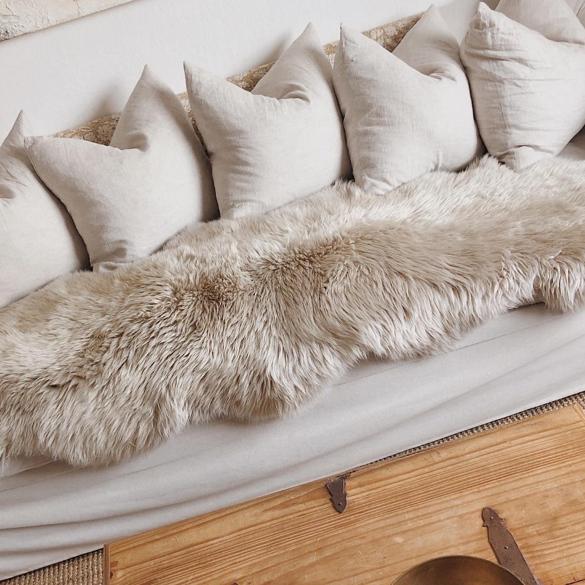 2-Pelt Australian Sheepskin Runner in Taupe