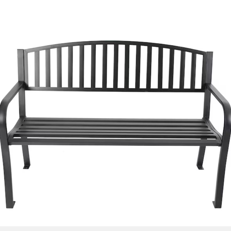 Black Steel Garden Bench