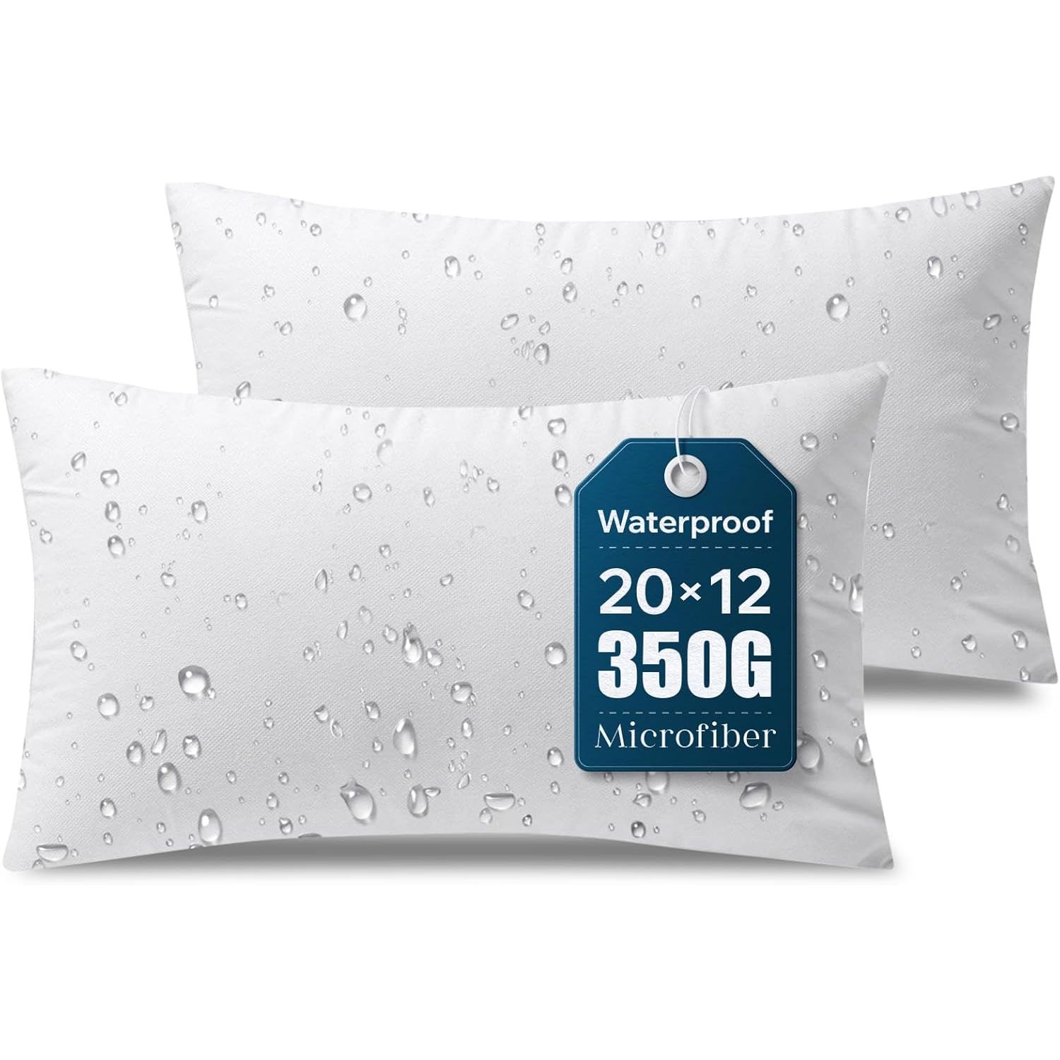 Phantoscope Premium Outdoor Pillow Inserts - Pack of 2 Square Form Water Resistant Decorative Throw Pillows, Couch Sham Cushion Stuffer 12 x 20 inches